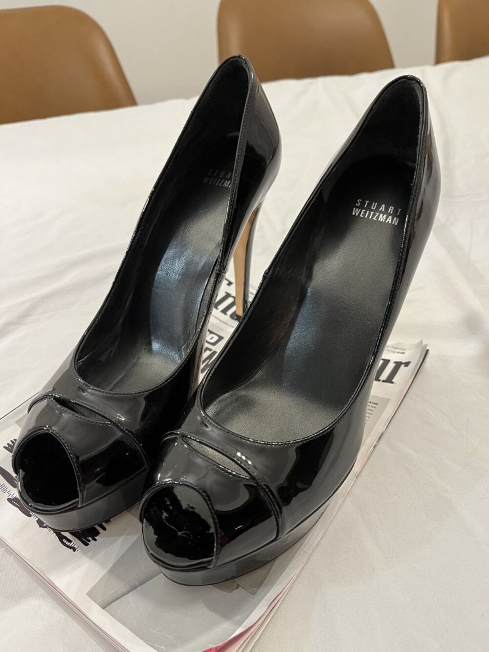 Stuart Weitzman Women's Black Patent Leather Pump Stiletto Heels Size 10 M $300